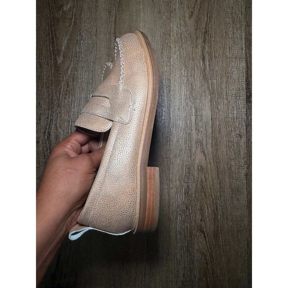 Kelsi Dagger‎ Brooklyn Metallic Leather Penny Loafers Champagne Rose Gold 7.5